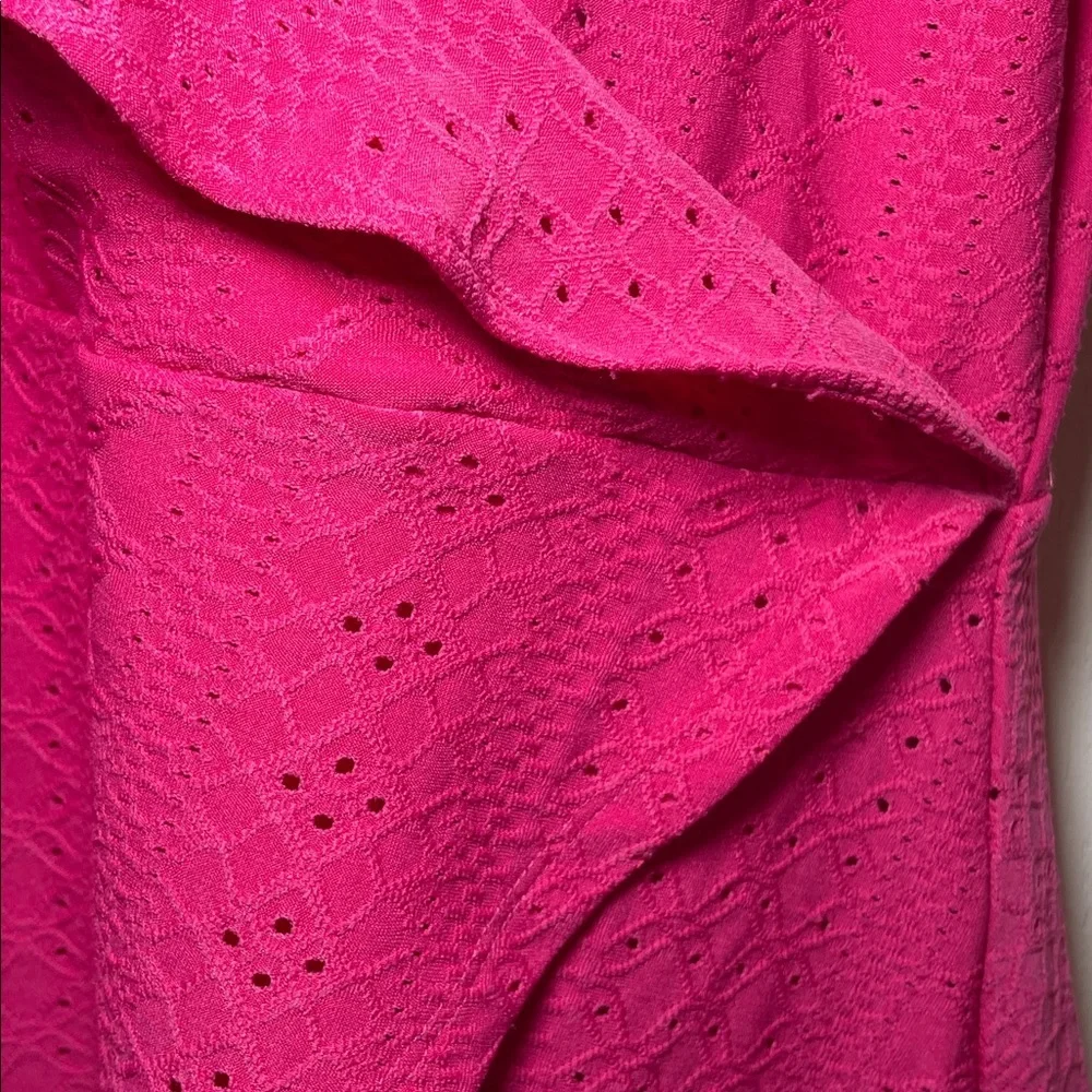 MICHAEL Michael Kors Fuchsia Ruffled Peplum Wrap Blouse sz L - Picture 3 of 9